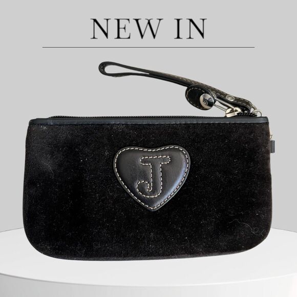 Juicy Couture Black Leather Shoulder Satchel Purse & Wristlet - Picture 13 of 16